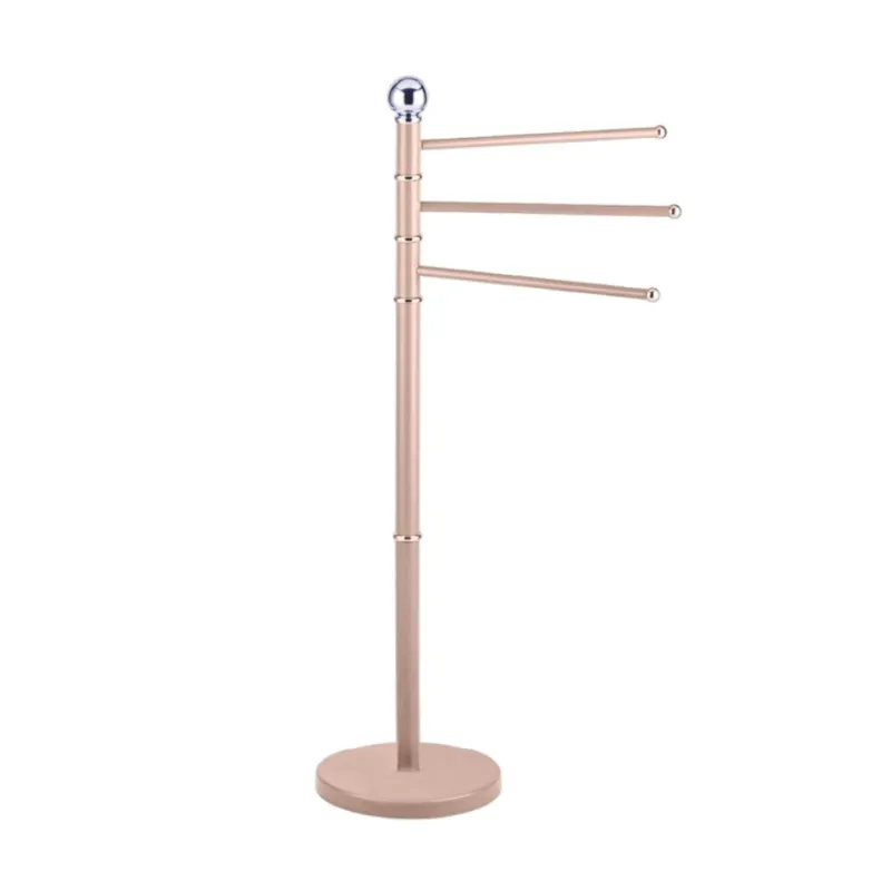 Offerta Limitata Piantane da Bagno Porta Asciugamani Acciaio Smaltato 3 Braccia Rosa Chiaro