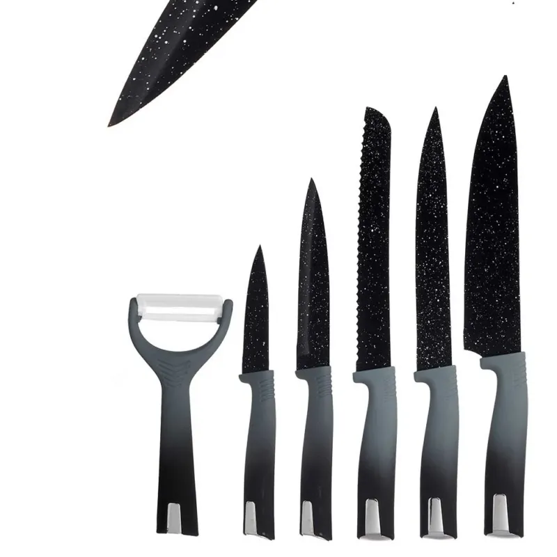 Solo Oggi Confezione 6pz Coltelli Doppia Lama Manico Ergonomici Acciaio Pietra da cucina