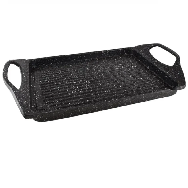 Spedizione Espresso Bistecchiera in Alluminio Pressofuso 35x22cm Antiaderente Griglia Barbecue