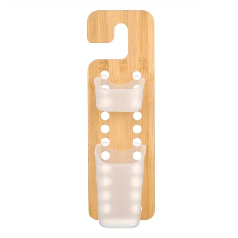 Mensola Porta Accessori da Bagno in Legno di Bambù e Abs 14x10 H 44 cm Moderno Offerta Del Giorno