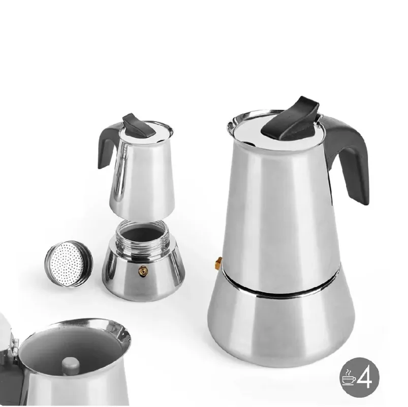 Affare Macchina Caffè Espresso Moka 4tazze Induzione in Acciaio Inox caffettiera