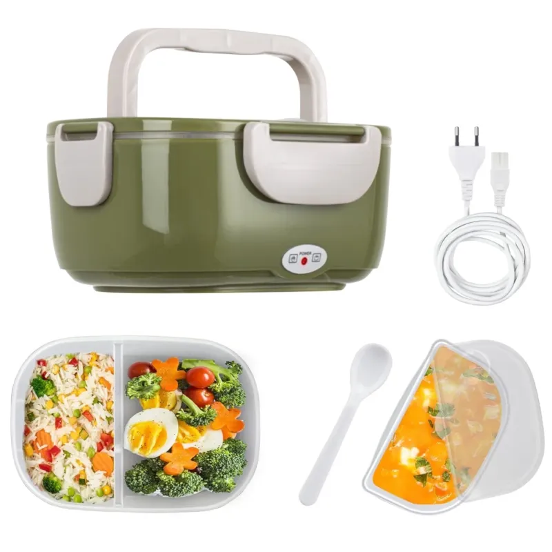 Miglior Prezzo Scaldavivande Porta Pranzo Termico Elettrico Ricaricabile Portatile Verde