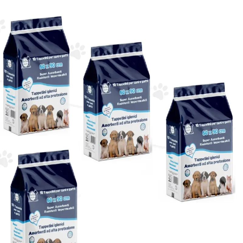 Reso Gratuito 120pz Tappetini Igienici Traversine Cane Super Assorbenti 60x90cm con adesivo