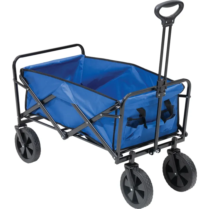 Carrello Blu in Tessuto Oxford con Telaio Acciaio e Ruote Carrellino Pieghevole Affare