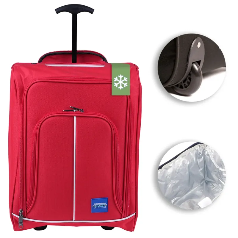 Trolley Frigo da Viaggio Valigia Morbida Bagaglio a Mano Rosso 30x20x50cm Reso Gratuito