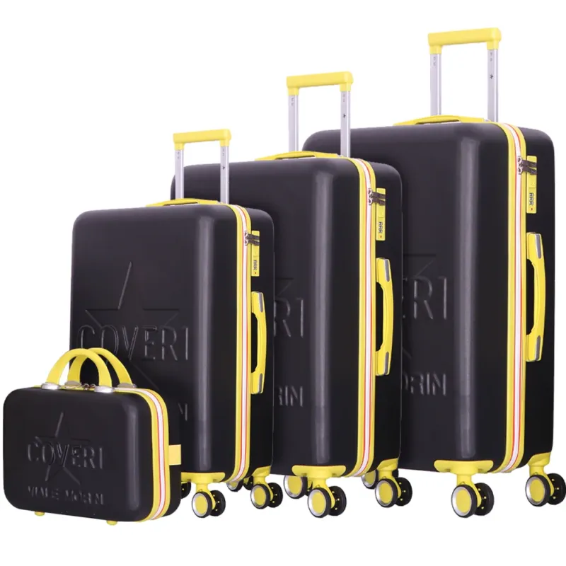 Compra Online Set 4 Valigie Rigide ABS Trolley Viaggio Nero con Ruote Easy Roll e Beauty Case