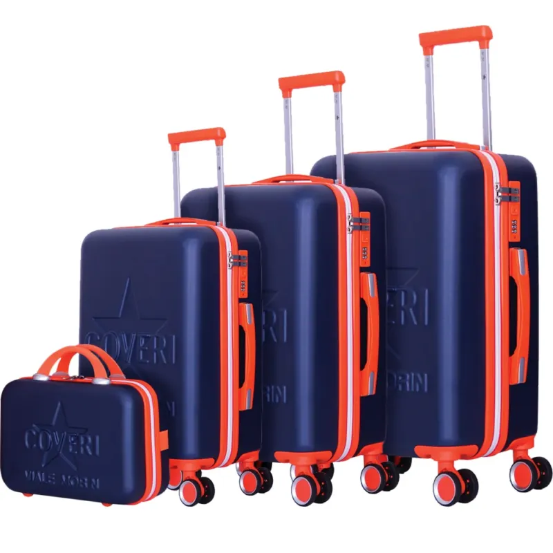 Compra Online Set 4 Valigie Rigide ABS Trolley Viaggio Blu con Ruote Easy Roll e Beauty Case