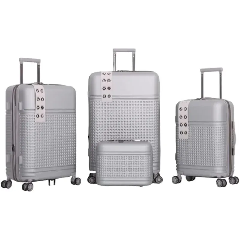 Vendita Finale Set 4 Valigie Rigide in ABS da Viaggio Silver con Ruote Easy Roll e Beauty Case