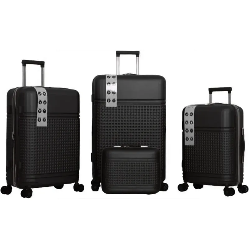A Buon Prezzo Set 4 Valigie Rigide in ABS da Viaggio Nero con Ruote Easy Roll e Beauty Case