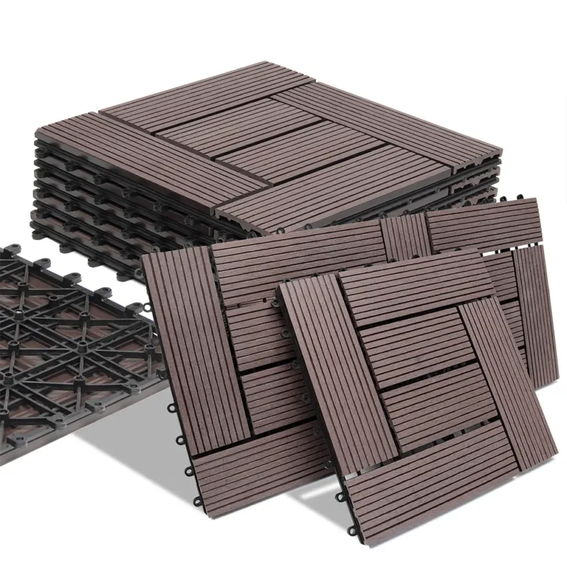 Set 11 Pezzi Piastrelle Pavimento WPC a Incastro da Esterno 30x30 cm Tortora Direttamente Dal Produttore