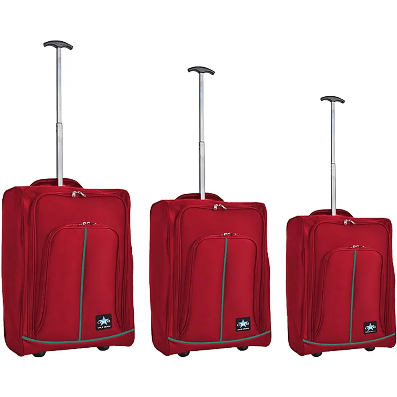 Occasione Imperdibile Set 3 Valigie Morbide Trolley da Viaggio Bordeaux Bagaglio a Mano 50-55-60 cm