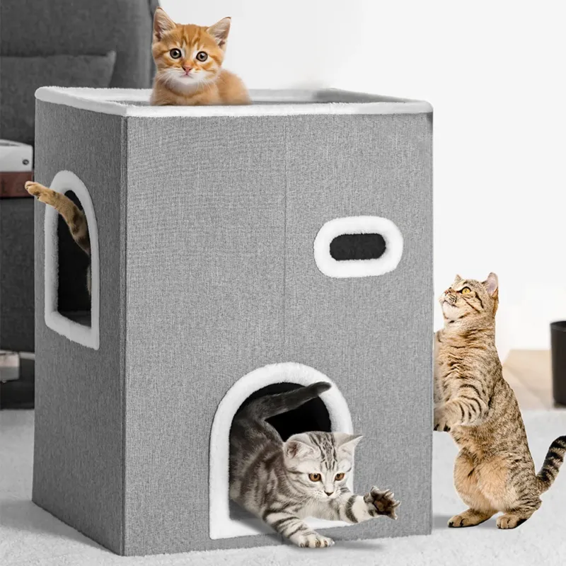Nuova Collezione Cuccia Casa per Gatti Verticale Tiragraffi Casetta Animali Domestici 48x37.5x63cm