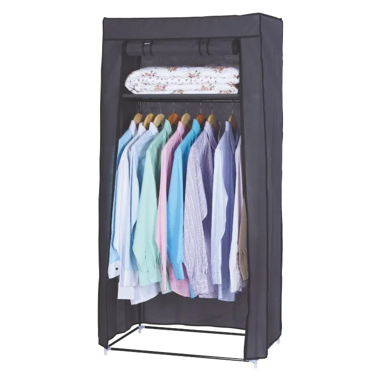Guardaroba Pieghevole Tessuto Struttura Metallo Asta Appendiabiti Grigio 70x46 H Spedizione Espresso