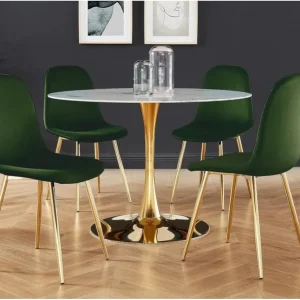 Sedia Poltrona Set 4pz in Velluto Verde e Oro Ergonomico Design Elegante Ultime Pezzi