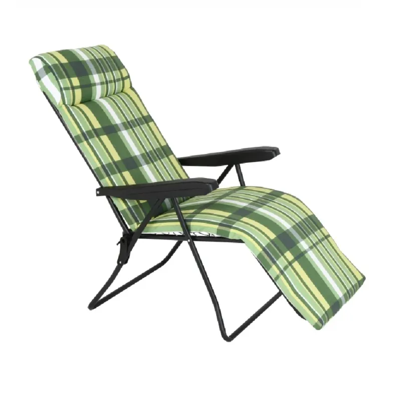 Poltrona Sdraio Verde Cuscino Anatomico Poggiapiedi 6 posizioni Design Moderno Esclusivo