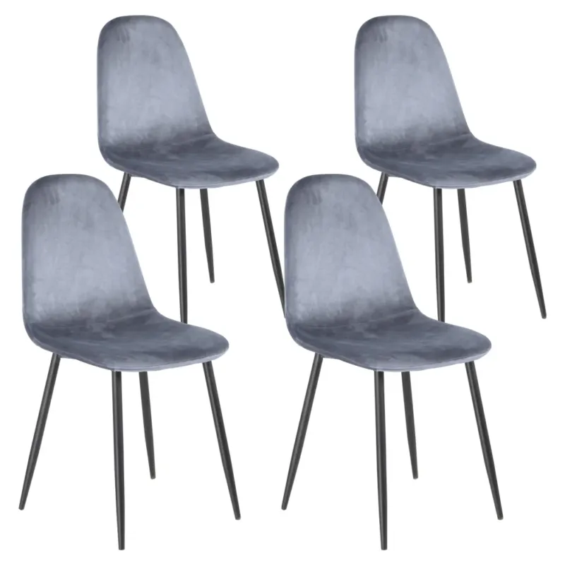 Sedia set 4pz da Cucina in Grigio Polvere Velluto Elegante Moderno 43x53H 47.5cm Offerta
