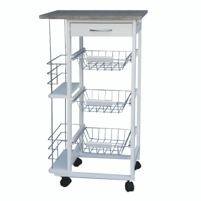 Carrello Cucina in Legno Multiuso Salvaspazio 3 Ripiani 1 Cassetto Portabottiglie Ultima Occasione