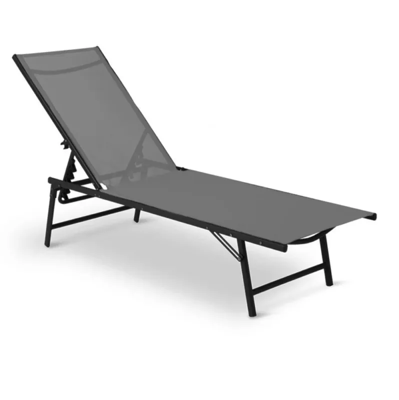 Nuova Collezione Lettino Sdraio Grigio Design Reclinabile Comodo Pieghevole Tessuto Traspirante
