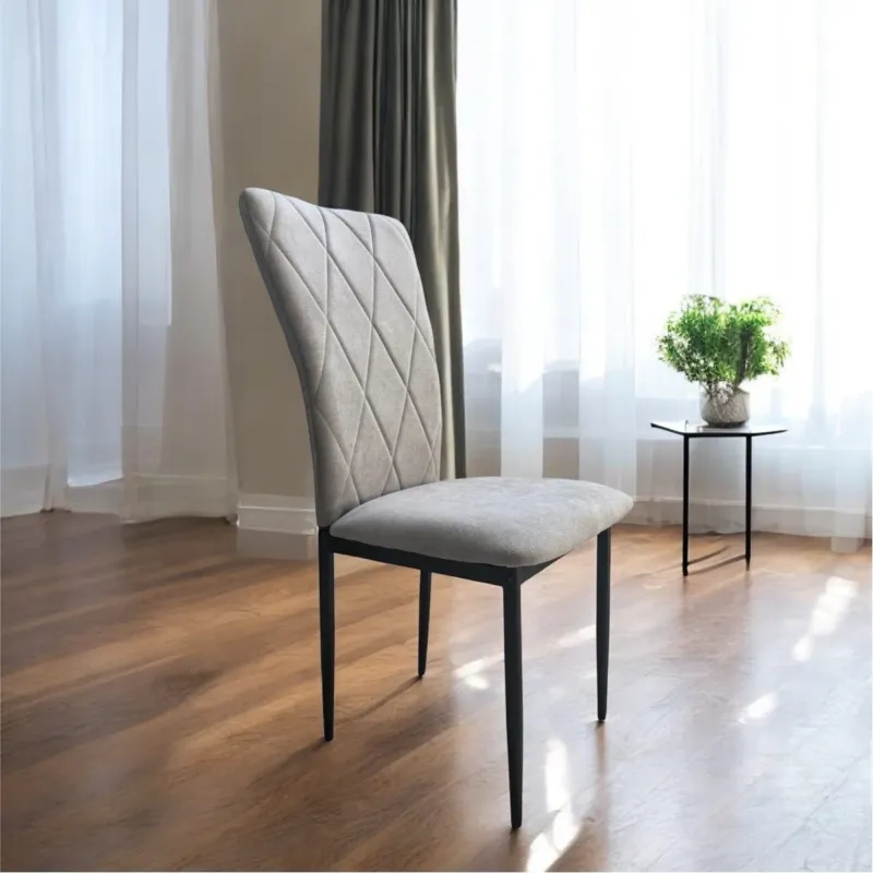 Sedia in Velluto Grigio Design Moderno Struttura Metallo Rivestimento Versatile Popolare
