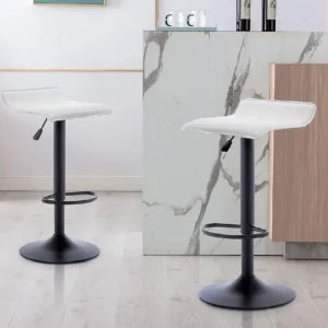 Coppia Sgabelli Cucina Bar Bistrot Pelle Poggiapiedi Nero Bianco Versatile A Buon Prezzo