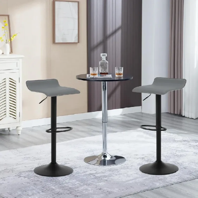 Coppia Sgabelli Cucina Bar Bistrot Pelle Imbottita Poggiapiedi Nero Grigio Affare