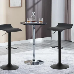 Coppia Sgabelli Neri Cucina Bar Bistrot Pelle Ecologica Imbottita Poggiapiedi Must-Have