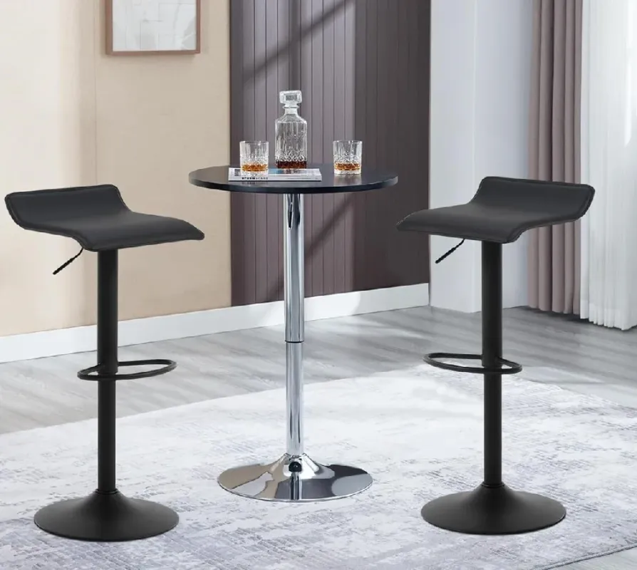 Coppia Sgabelli Neri Cucina Bar Bistrot Pelle Ecologica Imbottita Poggiapiedi Must-Have