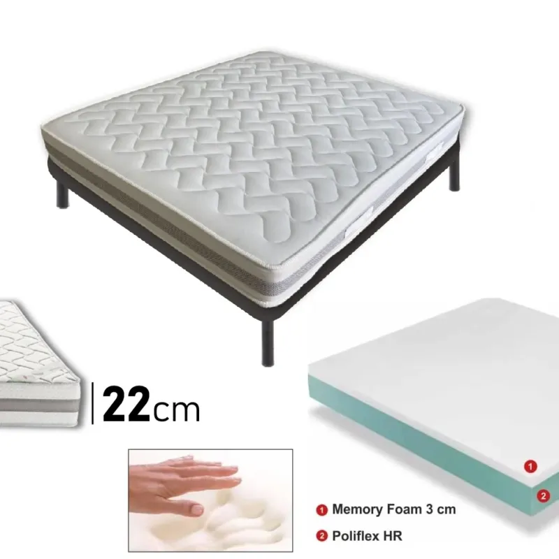Materasso Memory Foam Antibatterico Per un Sonno Ristoratore H22cm 160x190 cm A Buon Prezzo