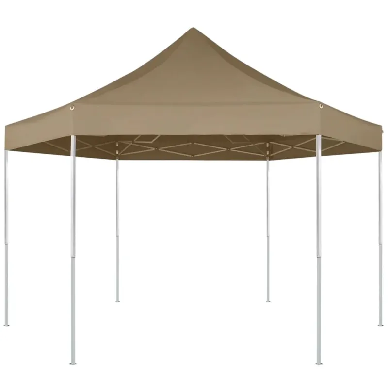 Tendone Esagonale Pieghevole Pop-Up 3,6x3,1 m Tortora 220 g/m² Vendita Finale