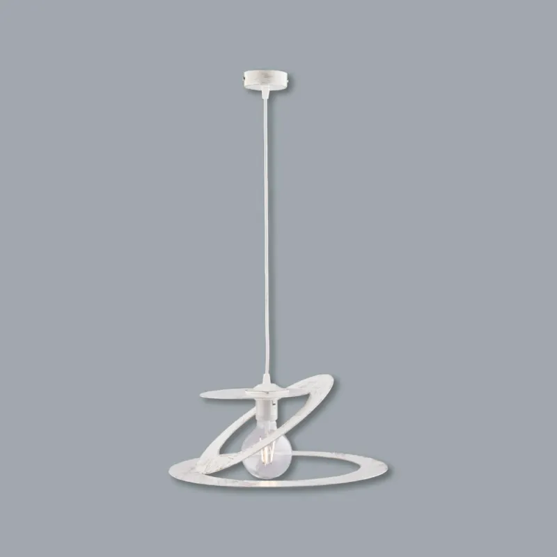 Promozione Esclusiva Lampadario Sospensione 1 Luce in Metallo Verniciato Design Elegante Bianco e Oro