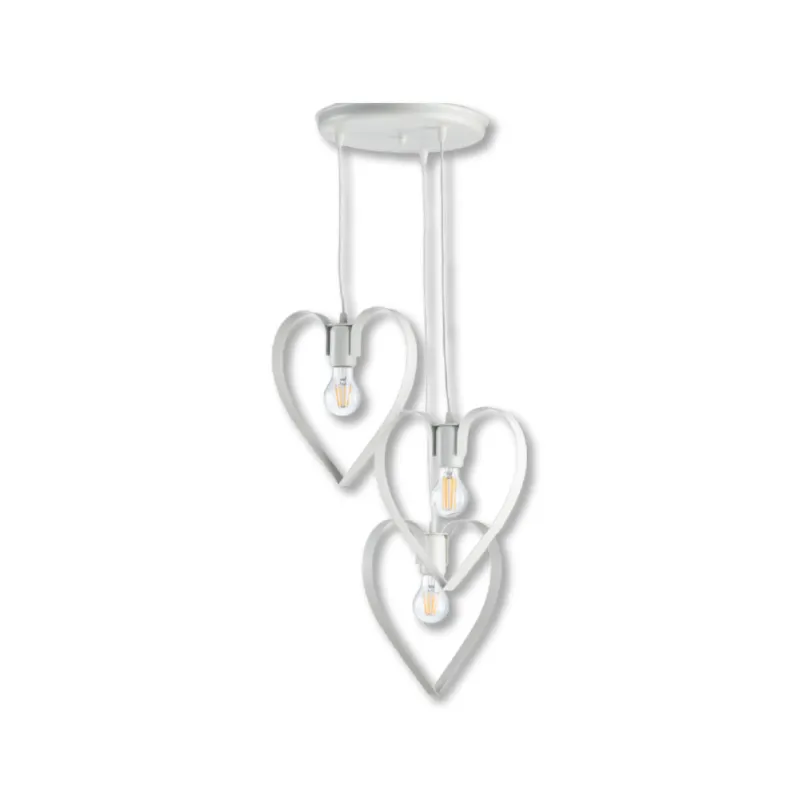 Spedizione Espresso Lampadario a Sospensione 3 Luci Metallo Stilizzato a Mano E27 Regolabile Bianco
