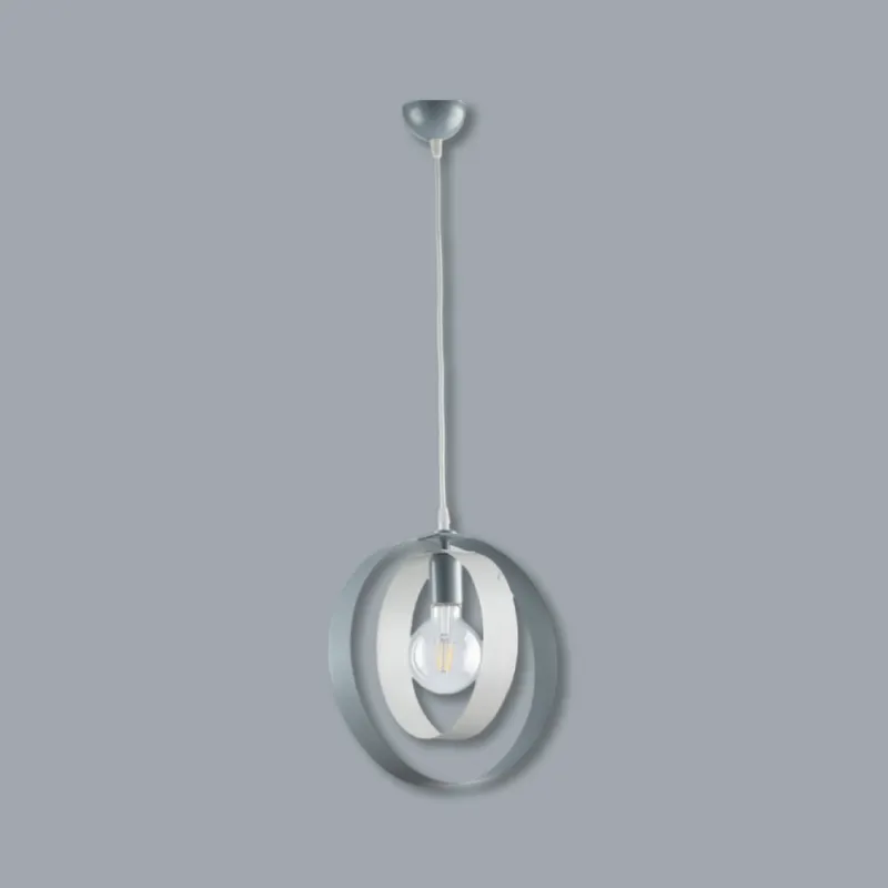Promozione Lampadario Sospensione 1 Luce in Metallo Verniciato Moderno Bianco e Cromo