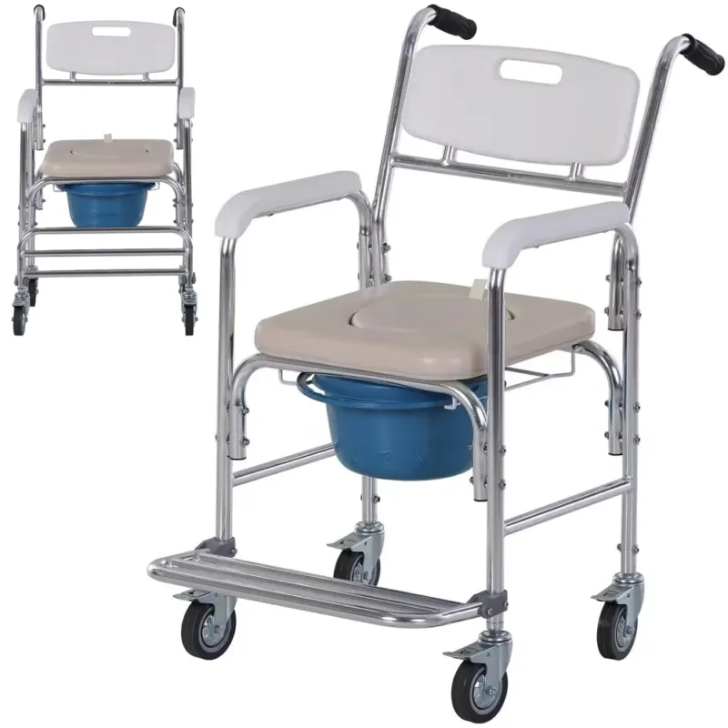 Sedia a Rotelle Impermeabile con Wc Vaso Rimovibile Supporto Anziani e Disabili Popolare