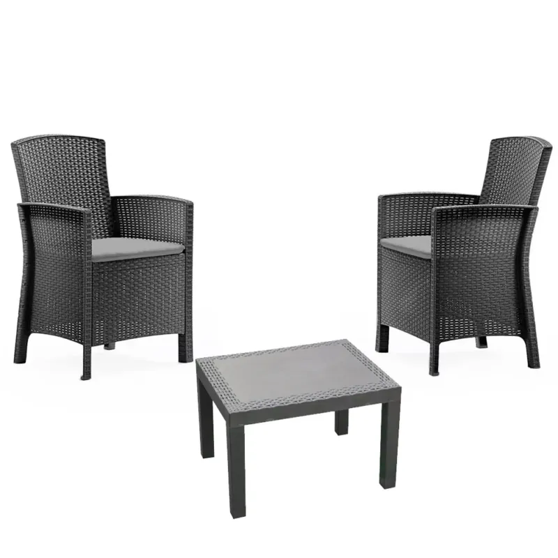 Set salotto da Giardino Forest Made in Italy 2 Poltrone con tavolino Antracite Saldi