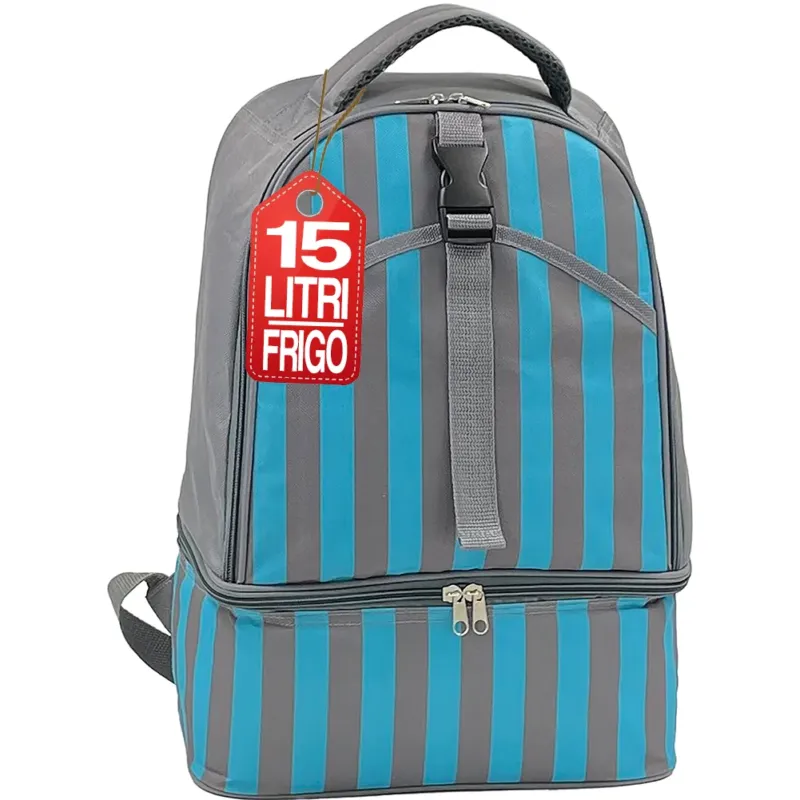 Bestseller Borsa Zaino Frigo a Mano Capacità 15L Borsetta Refrigerante a Strisce 26x17x40cm