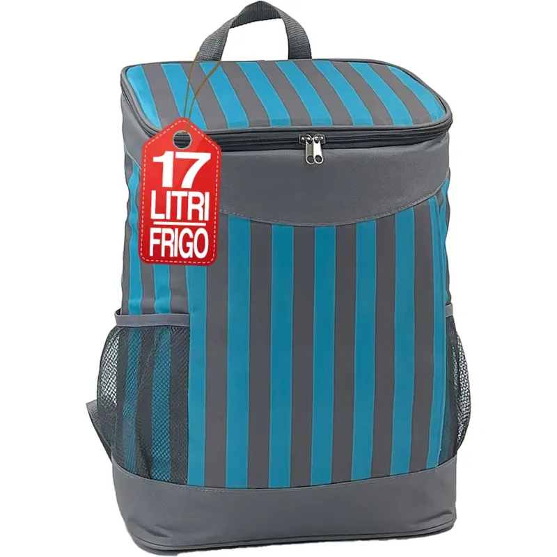 Saldi Borsa Zaino Frigo a Mano Capacità 17L Borsetta Refrigerante a Strisce 30x17x42cm