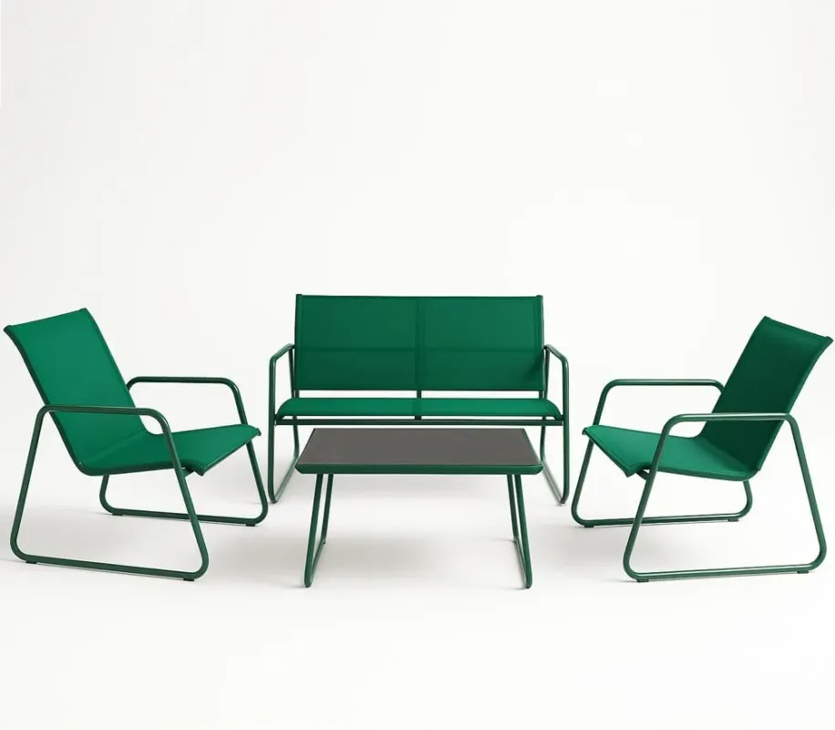 Set Salotto da Giardino con 2 Sedie Divano e Tavolino per Patio Esterno Verde Prezzo Scontato