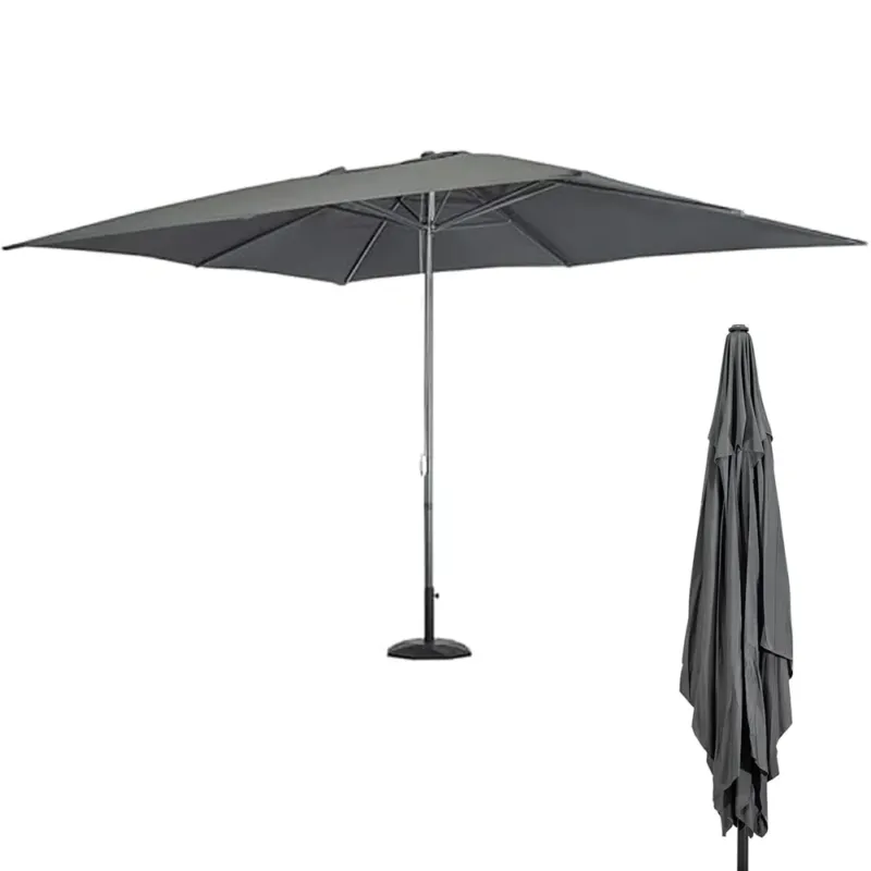 Spedito Oggi Ombrellone Giardino Palo Centrale 3x4 Metri Grigio con 8 Stecche da Esterno