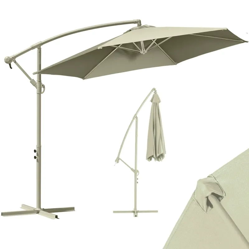 Consegna Rapida Ombrellone Giardino Decentrato 3x3 Mt Full Sabbia Palo Metallo Gazebo Piscina