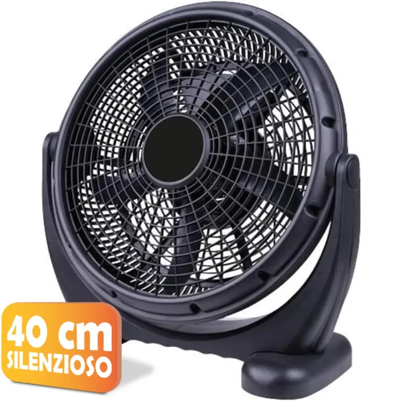 Ventilatore da Tavolo Pavimento Nero 40 cm Potenza 44 Watt Oscillante Silenzioso Popolare