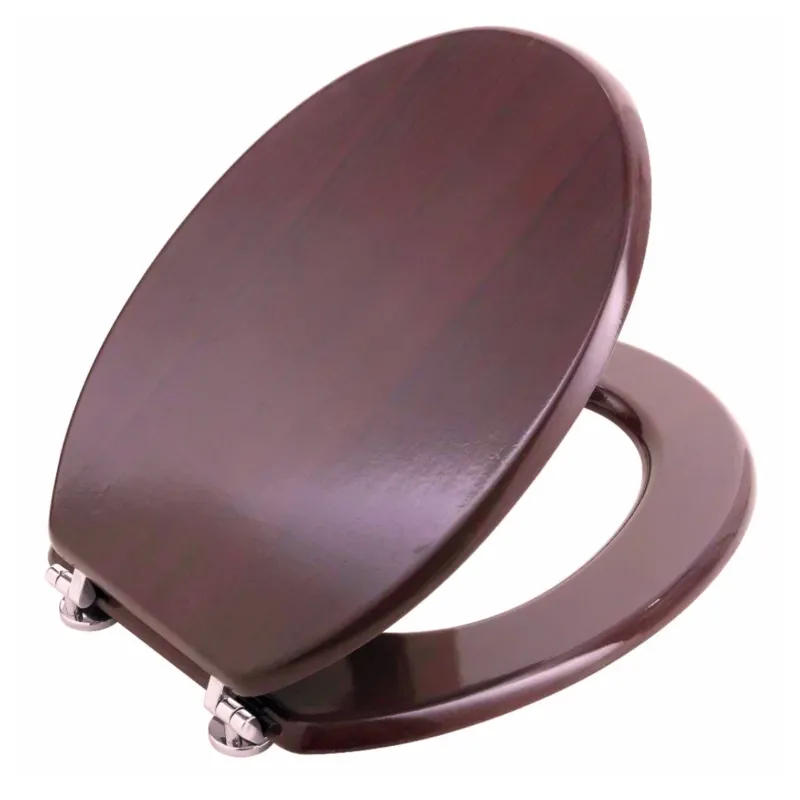 Solo Oggi Copri Water Legno Mdf Tavoletta WC Color Noce Scuro Universale Cerniere Acciaio