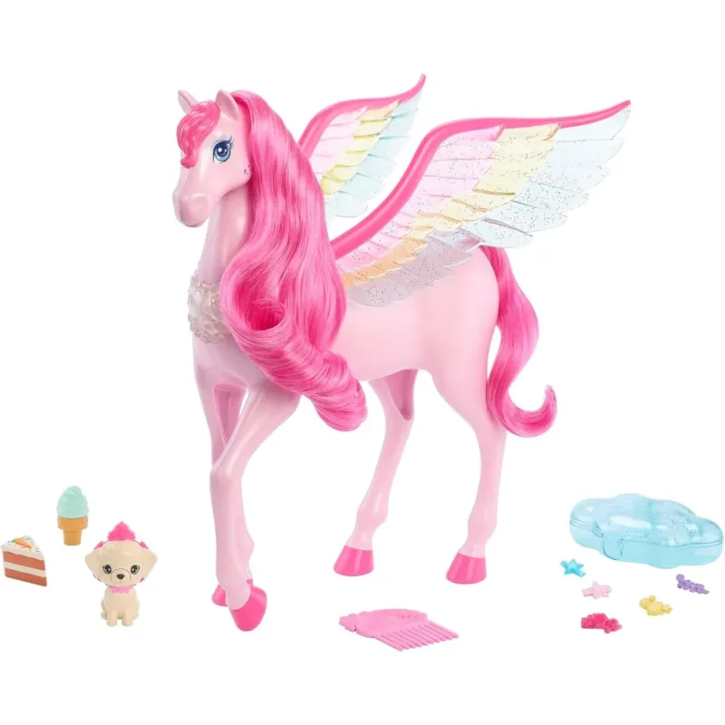 Prezzo Scontato Barbie Un Tocco di Magia Pegaso Rosa Magico Cavallo Alato con 10+ Accessori