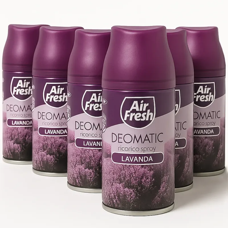 AIR FRESH Deomatic Set 6 x 250 ml Ricarica Spray Profumatore per Ambiente Lavanda Soddisfatti O Rimborsati