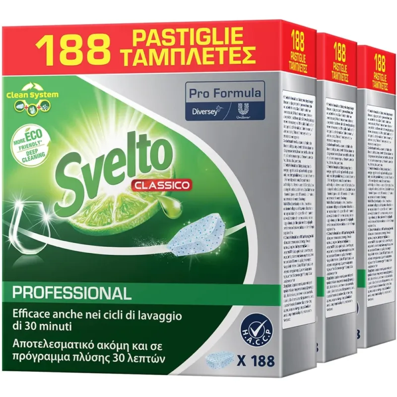 3 Pz x 188 Tabs Svelto Professional Detersivo Classico Pastiglie Lavastoviglie Saldi