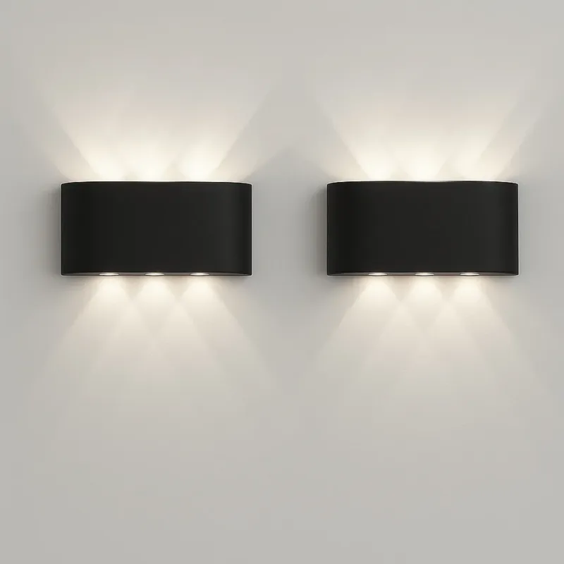 Set 2 Applique da Muro 6 Led Lampada a Parete Nero Luce Bianco Freddo 17x8x4cm Compra Adesso
