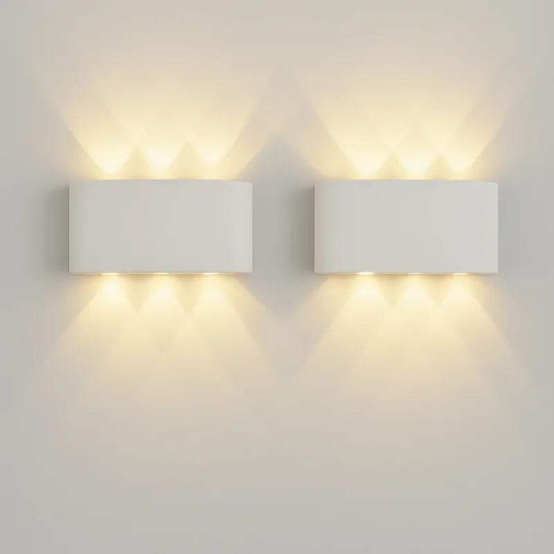 Set 2 Applique da Muro 6 Led Lampada a Parete Bianco Luce Bianco Caldo 17x8x4cm Prezzo Ridotto