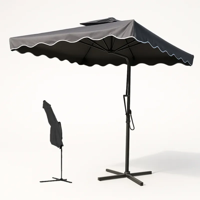 Direttamente Dal Produttore Ombrellone Giardino Decentrato 2,5mt Grigio con pendente Palo Metallo Gazebo