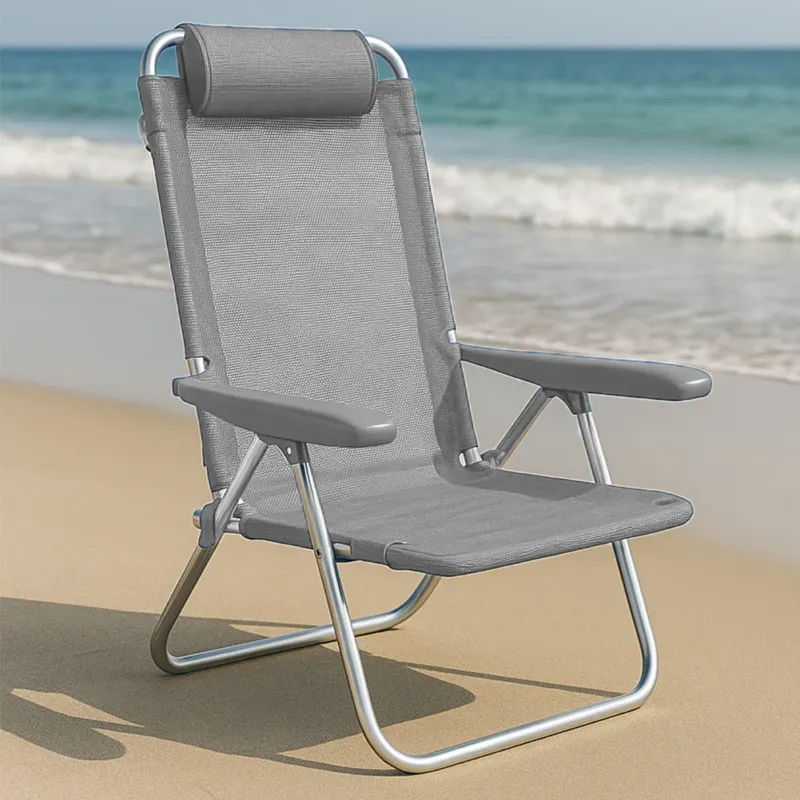 Miglior Prezzo Spiaggina Pieghevole Portatile Schienale Reclinabile 5 Posizioni Sdraio Grigio