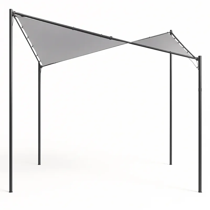 Promozione Esclusiva Gazebo a Vela da Giardino Esterno Bar 4x4 Metri Grigio Telo Copertura Farfalla