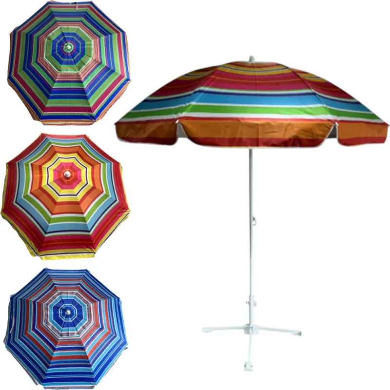 Di Tendenza Ombrellone da Spiaggia Mare Diametro 240 cm Palo in Alluminio Colori Assortiti